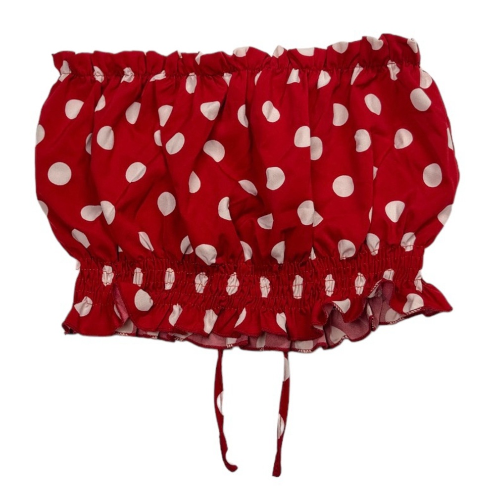 SHEIN size medium red crop top with white spots in perfect condition shirt! - Picture 2 of 8